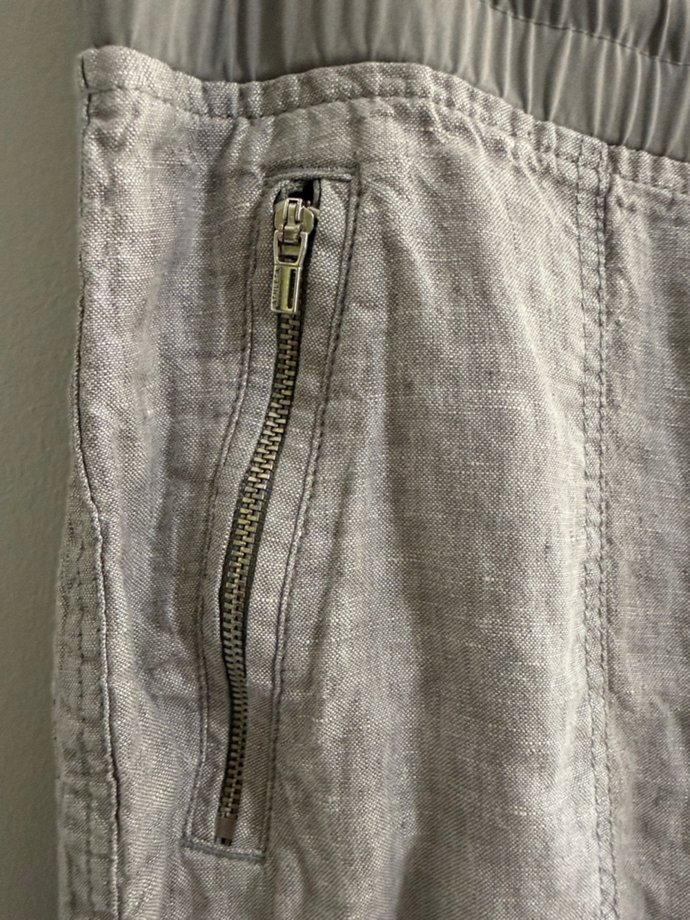 Athleta Light Gray Cabo Wide-Leg Drawstring Linen Pants - Picture 3 of 7